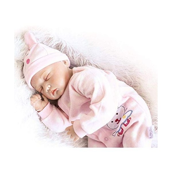 Simulation Reborn Baby Doll Endormi 22 Pouces / 55 Cm Enfant Jouet Cadeau Membre Silicone Corps Renaissance Poupée, Poupées N