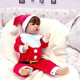 FARMAHAR PoupéE Reborn Silicone Fille, 18Pouces Mou Tendre BéBé Silicone, Cadeau danniversaire De NoëL De 3 Ans Et Plus,D-Gi