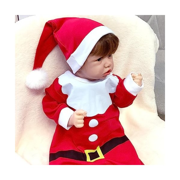 FARMAHAR Poupee Reborne Fille, 18Pouces 46Cm Mignon BéBé Reborn Fille Silicone, Meilleurs Coffrets Cadeaux danniversaire,E-B