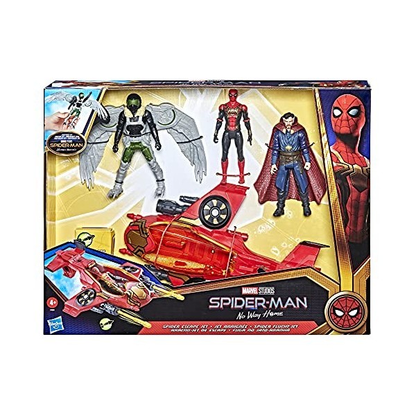 Marvel Spider-Man Jet araignée, Figurines 15 cm Spider-Man, Marvels Vulture, Doctor Strange, 4 projectiles, dès 4 Ans