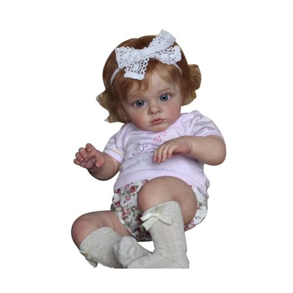 Lonian 60 cm Belle poupée de bébé renaître Blonde 24 Pouces poupée de bébé renaître Tissu de poupée Corps réaliste Nouvelle F
