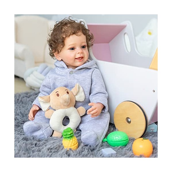 Pinky Reborn Poupée Reborn 22 Pouce 55 cm Jolie Garçon Reborn Poupée Pleine Silicone Vinyle Bébé Poupées Garçon Jouets Meille