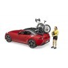 bruder 03485 - Roadster avec vélo de course, cycliste avec casque, voiture de course, voiture de sport, cabriolet, cycliste, 