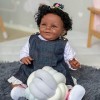 Pinky Reborn Poupée Bébé Peau Noire Afro-Américaine 22 Pouces 55 cm Reborn Bébé Fille Poupées Corps Doux Bébé Jouets