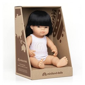 Miniland Baby Asian Girl 31156 Poupée avec sous-vêtement 38 cm, Multicolore, 3-6 años