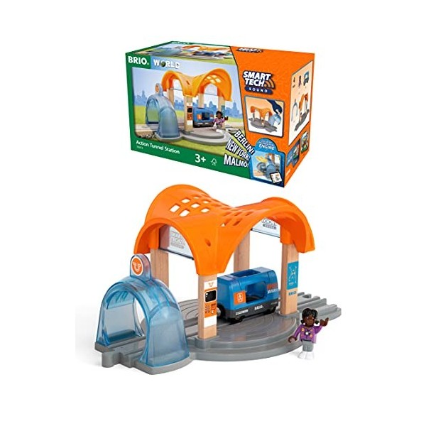 Brio World - 33973 - Gare Smart Tech Sound - Accessoire pour circuit de train en bois - Actions de jeu STEM - Jouet pour garç