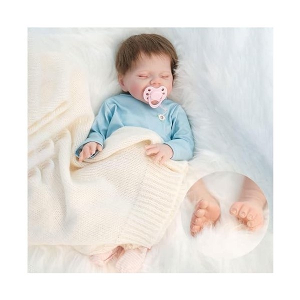 Poupée Reborn réaliste et douce au toucher avec tétine + biberon, B-Boy 46 cm