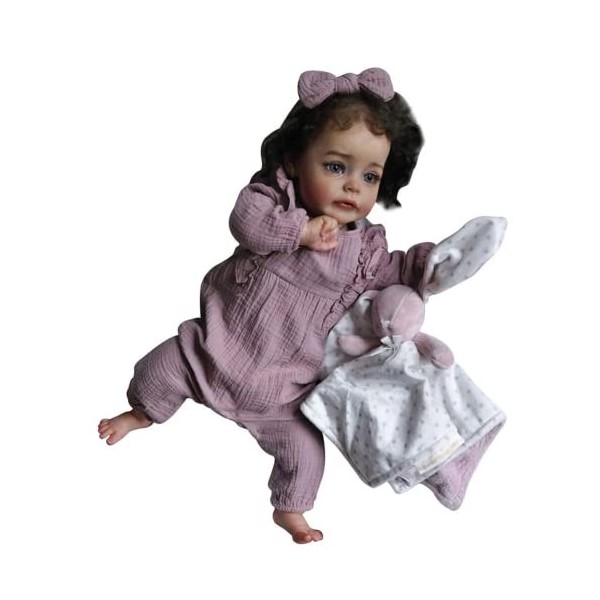 Lonian 24 Pouces 60cm Fait à la Main Reborn bébé Fille poupée Princesse poupée pour Enfants Jouer Jouet Cadeau de noël Brown