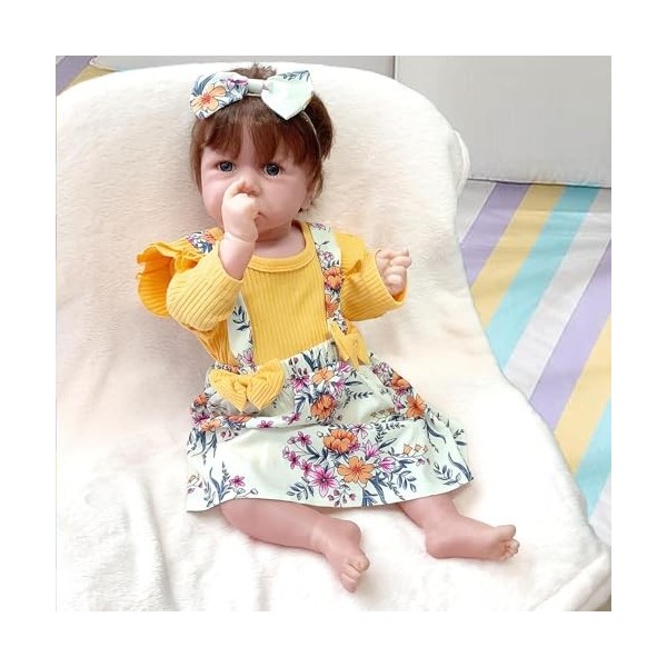 FARMAHAR Newborn Baby, 18Pouces 46Cm Mignon Poupee Silicone Enfant, Meilleur Cadeau danniversaire pour 3+ Filles,C-Girl
