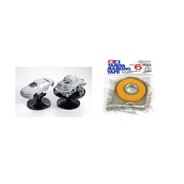 Tamiya - 74522 - Supports Mise en Peinture & Tamiya 300087030 – Ruban de masquage avec dérouleur, 6 mm x 18 m