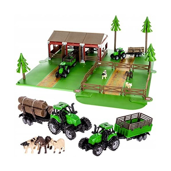 ISO TRADE - Jouet de ferme avec animaux et tracteurs 102 éléments pour enfants à partir 3 ans