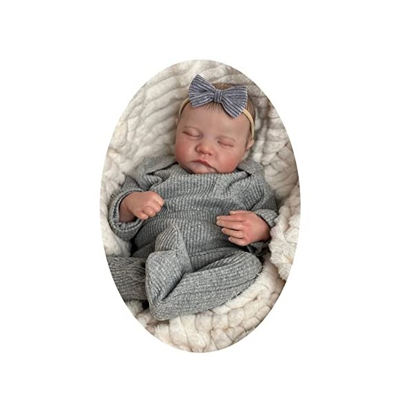 Réaliste Reborns Bébé Nouveau-né 19 Pouces Dormir Bébé Poupée Silicone/tissu Corps Bébé Avec Vêtements Accessoires Coffret Ca