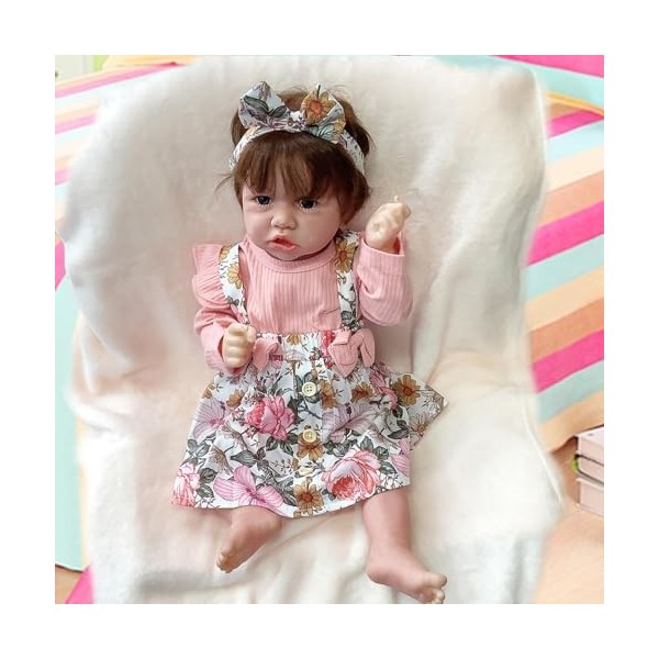 FARMAHAR Bebe Poupee Fille, 18 Pouces 46 Cm Douche éTanche Poupee Silicone Bebe, Meilleurs Coffrets Cadeaux pour Tout-Petits 