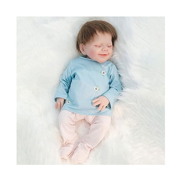 Poupée bébé entièrement en silicone, 46 cm, poupée Reborn réaliste en vinyle souple en silicone doux comme un bébé réaliste, 
