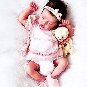 Reborn Bébé Poupées Fille Dormir 18 "Belle Vraie Reborn Réaliste Fait À La Main en Silicone Corps Complet Bébé Enfant en Bas 