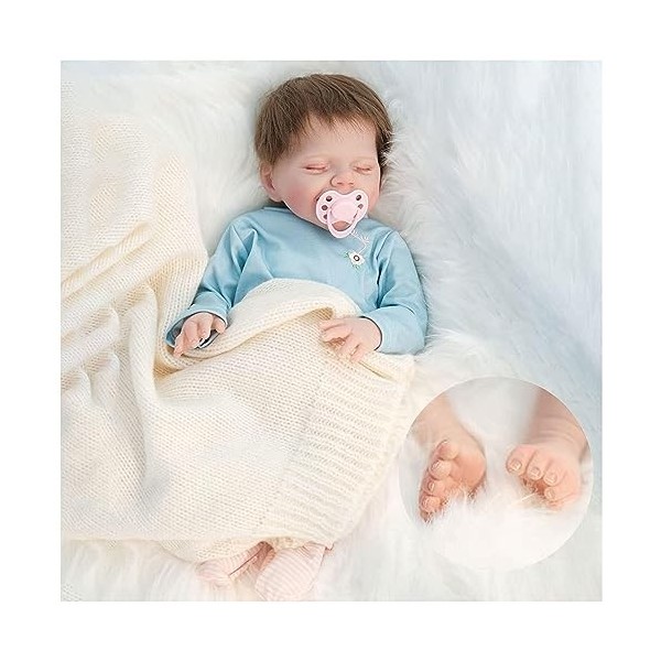 Poupées Reborn en silicone pour bébé fille noire - 46 cm - Fait à la main - Lavable - Corps en vinyle souple - Poupées nouvea