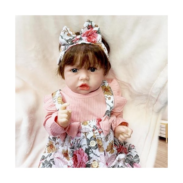 FARMAHAR BéBé Reborn Fille en Silicone, 18Pouces Regardez RéEl Poupee en Silicone, Meilleurs Coffrets Cadeaux pour Tout-Petit