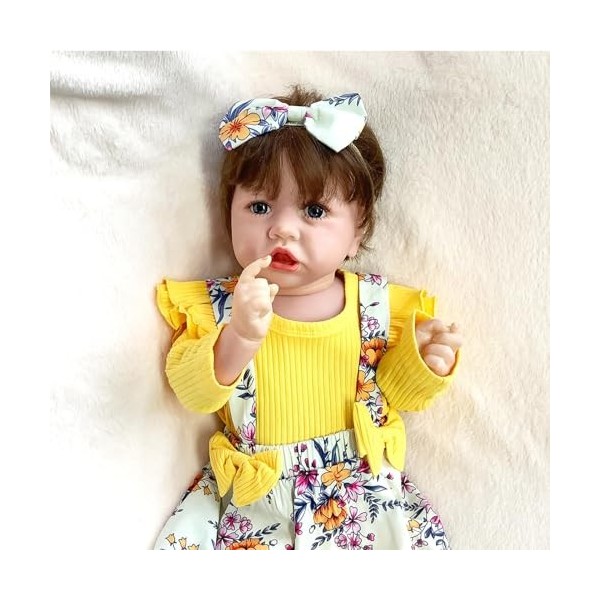 FARMAHAR BéBé Reborn Fille en Silicone, 18Pouces Regardez RéEl Poupee en Silicone, Meilleurs Coffrets Cadeaux pour Tout-Petit