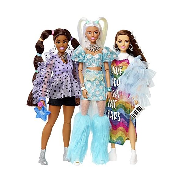 Barbie Coffret Extra Mix & Max 5 poupées avec poupée Barbie® Extra exclusive, 70 pièces de mode et accessoires, 5 animaux, ch