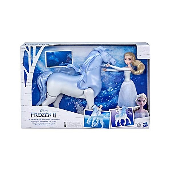 Disney La Reine des Neiges 2 - Poupee Princesse Elsa 30 cm et Son Cheval Nokk interactif 23cm, Multicolore