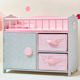 Olivias Little World Lit Berceau Poupon poupée Polka Dots Princess Bois avec Rangement Jeux TD-12390A