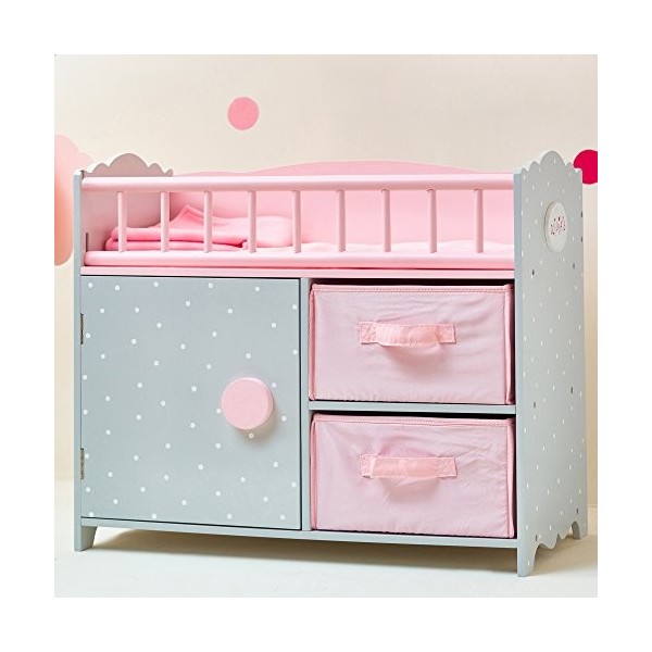 Olivias Little World Lit Berceau Poupon poupée Polka Dots Princess Bois avec Rangement Jeux TD-12390A