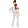 Barbie Signature poupée de collection Elvis Presley aux longs cheveux bruns portant une combinaison "jumpsuit" blanche, jouet