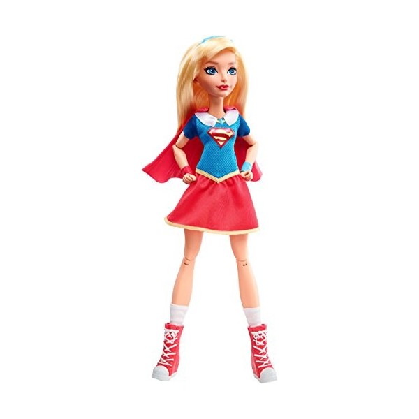 DC Super Hero Girls Poupée articulée Supergirl de 30 cm blonde, avec tenue en tissu et carte didentité, jouet enfant, DLT63