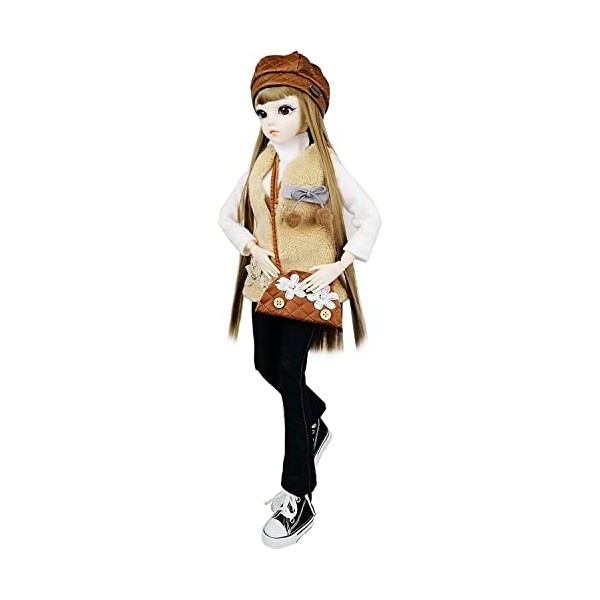 BJD Poupée 60 cm 1/3 Ball Mannequin mécanique articulée avec ensemble complet de vêtements, manteau chaussures, chaussettes à