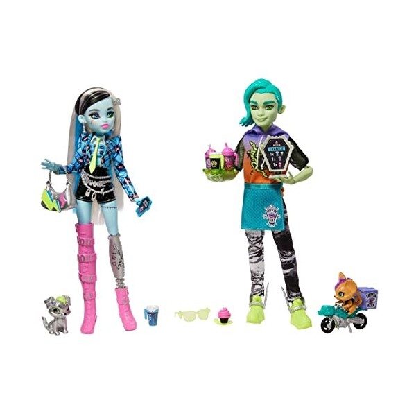 Monster High Coffee Break Frankie Stein & Deuce Gorgon Ensemble de poupées