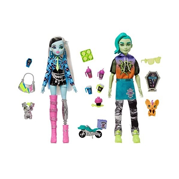 Monster High Coffee Break Frankie Stein & Deuce Gorgon Ensemble de poupées