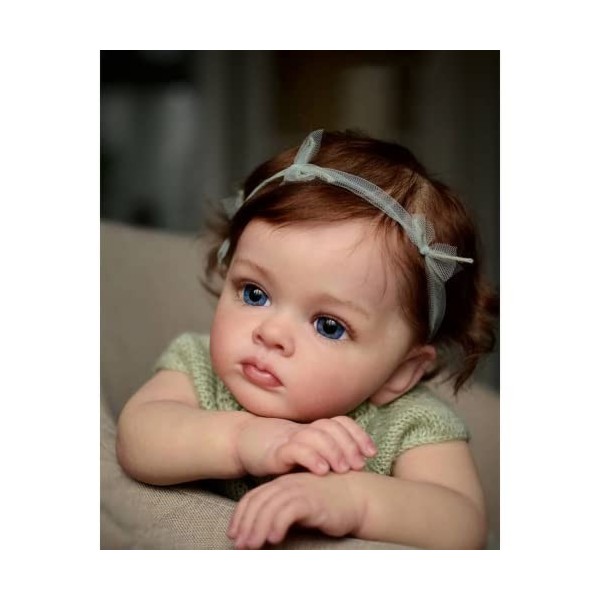 Lonian 24 Pouces 60cm poupée bébé Fille Reborn à la Main pour Les Enfants Jouer Jouet Cadeau de Noël Blue Eyes 