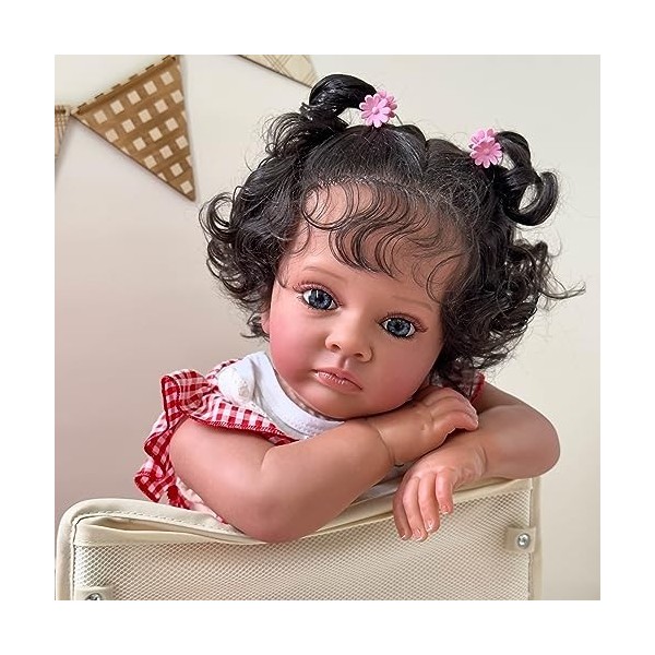 RXDOLL Reborn Baby Dolls Black Girl 24 pouces Afro-Américain Reborn Baby Doll réaliste Baby Doll Reborn Babies qui ressemblen