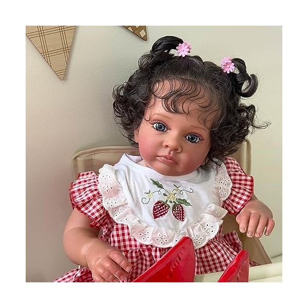 RXDOLL Reborn Baby Dolls Black Girl 24 pouces Afro-Américain Reborn Baby Doll réaliste Baby Doll Reborn Babies qui ressemblen