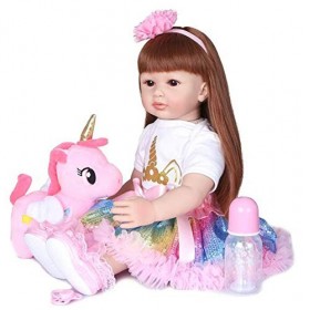 60Cm Silicone Souple Reborn Bébé Poupée Jouet pour Fille Deux Cheveux Couleur Princesse Enfant en Bas Âge Bébés Réaliste Enfa