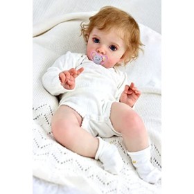 MineeQu 24 Pouces Énorme Taille de Cheveux Bouclés Enracinés Réaliste Reborn Baby Doll Fabriqué en Silicone Vinyle Membres et