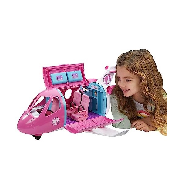 Barbie Avion de Rêve pour Poupées, avec Mobilier Et Plus de 15 Accessoires Inclus, Jouet pour Enfant de 3 ans et Plus, GDG76