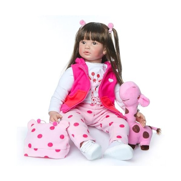 HEHUZY Reborn Poupée Reborn Fille 24 Pouces 60 cm Réaliste Bebe Reborn Souple Silicone Réaliste Vinyle Lifelike Mignon Nouvea