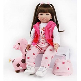 ZIYIUI Poupée Reborn 60 cm 24 Pouces Bebe Reborn Fille Silicone Souple Vinyle Mignon Réaliste Bébé Nouveau-né Garçon Fille Jo