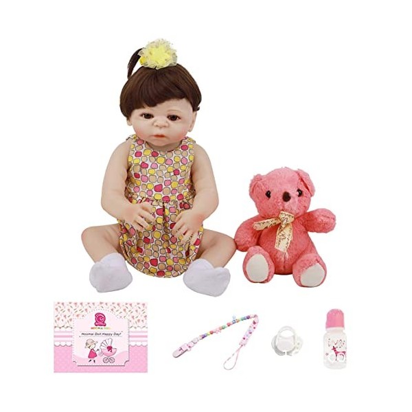 18 Pouces 48Cm Reborn Poupée Réaliste Reborn Bébé Fille Poupée avec Magnétique Réaliste Silicone Nouveau-Né Reborns Enfant en