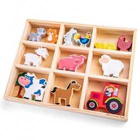 New Classic Toys Animaux de la Ferme en Bois en Boite