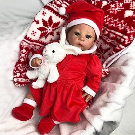 Poupées Reborn pour Bébé Fille, 18 Pouces, Réaliste, Yeux Ouverts, en Silicone Souple, Corps Complet Lesté, Coffret Cadeau po
