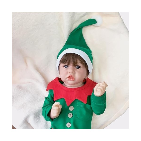 FARMAHAR PoupéE Reborn Fille Silicone, 18Pouces 46Cm Regardez RéEl PoupéE Silicone danniversaire Ou De NoëL,B-Girl