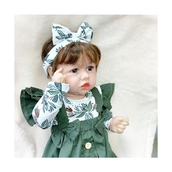 FARMAHAR PoupéE Reborn Fille Silicone, 18Pouces 46Cm Regardez RéEl PoupéE Silicone danniversaire Ou De NoëL,B-Girl