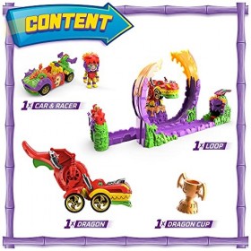 T-Racers Dragon Loop - Boucle de Dragon, Pilote et Voiture Exclusif, Piste de Voiture Jouet