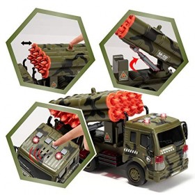 JOYIN 3 in 1 Véhicule Militaire Jouet avec sirène à Friction et Figurines, Comprenant Un Camion, Un hélicoptère et Un Char Mi