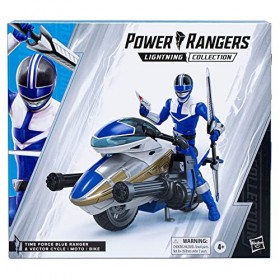 Power Rangers Lightning Collection, Figurines de 15&nbsp;cm Time Force Ranger Bleu avec Moto Vector et Accessoires, F5702, Multico