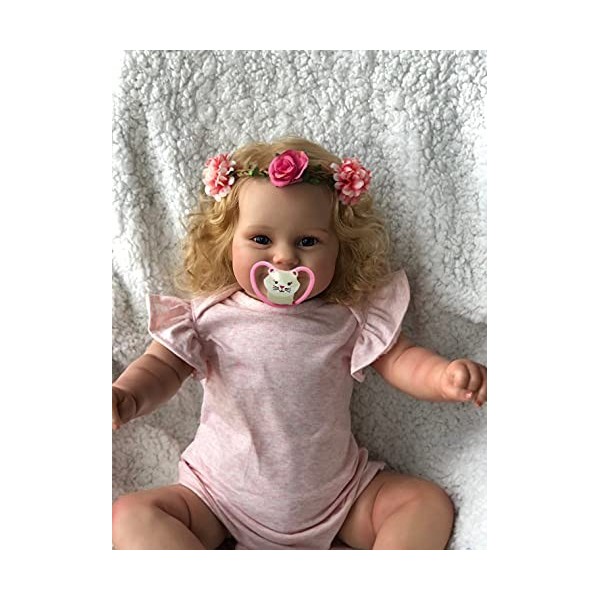 iCradle Reborn Baby Dolls Reborn Poupée bébé fille 50 cm Poupée en silicone avec cheveux blonds enracinés Jouet de poupée réa