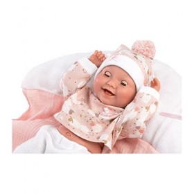 Llorens 1063596 Poupée Bimba aux Yeux Bleus et Corps Doux avec Yeux endormis, Tenue Rose, tétine et Couverture Douce, 35 cm