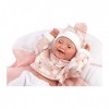 Llorens 1063596 Poupée Bimba aux Yeux Bleus et Corps Doux avec Yeux endormis, Tenue Rose, tétine et Couverture Douce, 35 cm